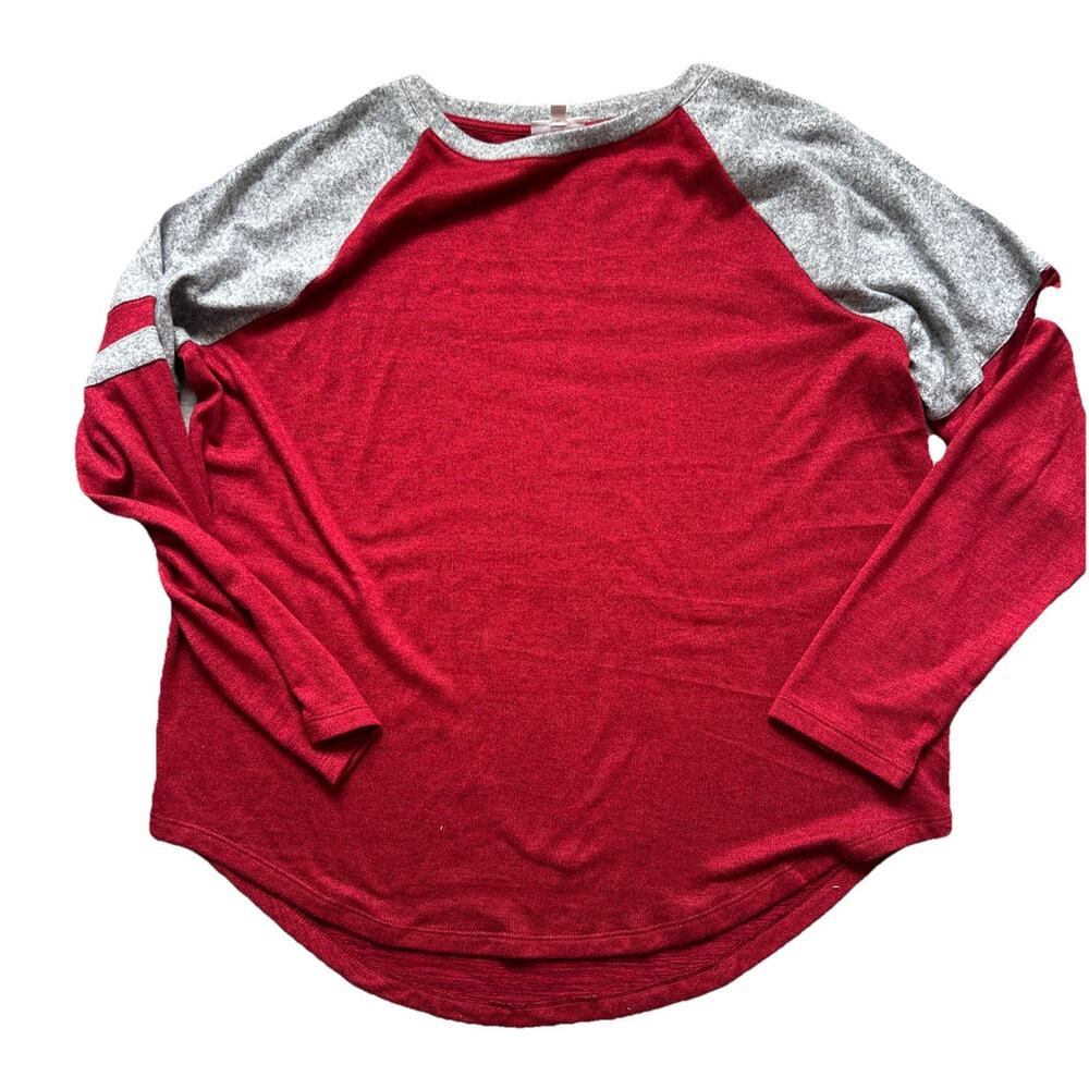 SO Sweater Womens 2XL XXL Colorful Red Striped Colorblock Long Sleeve SOFT